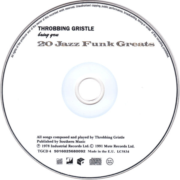 Throbbing Gristle : 20 Jazz Funk Greats (CD, Album, RE, RM)