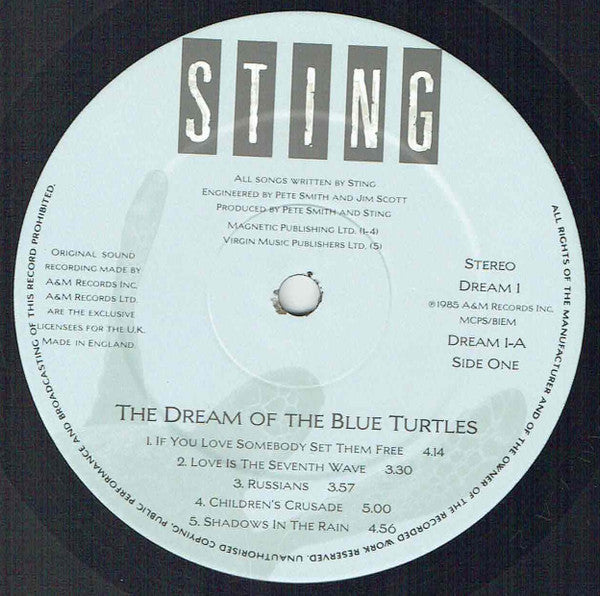 Sting : The Dream Of The Blue Turtles (LP, Album, CBS)