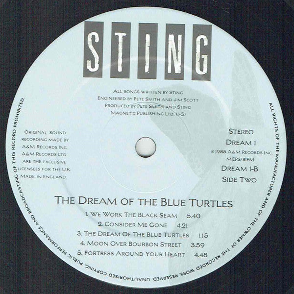 Sting : The Dream Of The Blue Turtles (LP, Album, CBS)