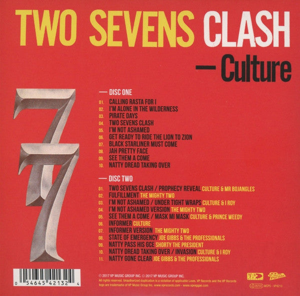 Culture : Two Sevens Clash (CD, Album, RE + CD, Comp + RM, Gat)