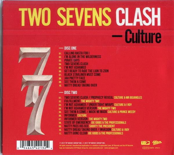 Culture : Two Sevens Clash (CD, Album, RE + CD, Comp + RM, Gat)