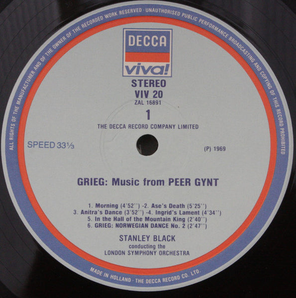 Bedřich Smetana, Edvard Grieg - Peter Ilyich Tchaikovsky*, London Festival Orchestra, London Symphony Orchestra, Stanley Black : Peer Gynt, Capriccio Italien Moldau (LP)