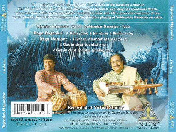 Tejendra Majumdar And Subhankar Banerjee : Andaaz (CD, Album)