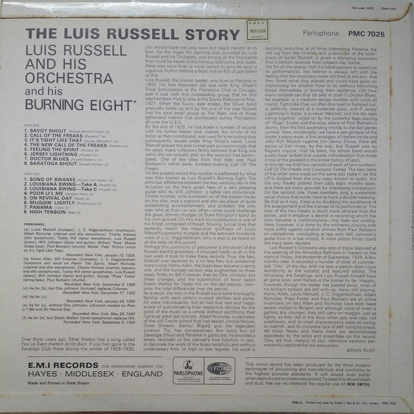 Luis Russell And His Orchestra And His Burning Eight* : The Luis Russell Story 1929/30 (LP, Comp, Mono)