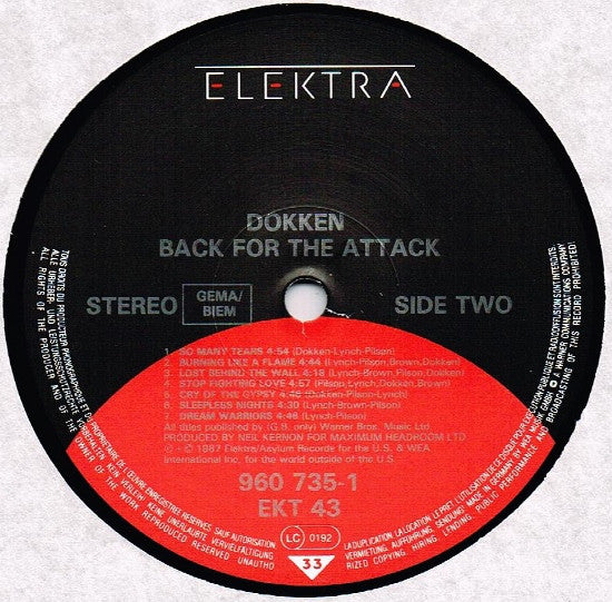 Dokken : Back For The Attack (LP, Album)