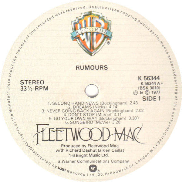 Fleetwood Mac : Rumours (LP, Album, RP)