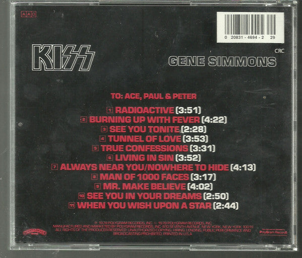 Kiss, Gene Simmons : Gene Simmons (CD, Album, Club, RE)