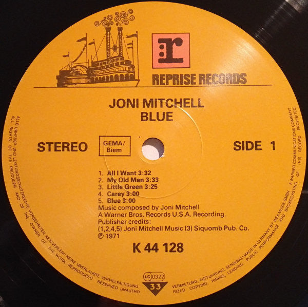 Joni Mitchell : Blue (LP, Album, RE)