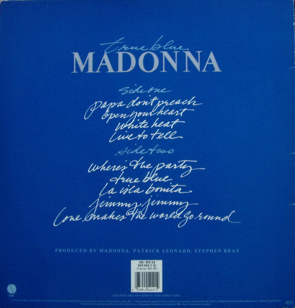 Madonna : True Blue (LP, Album, Tel)