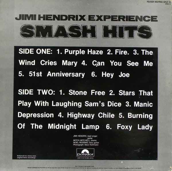 Jimi Hendrix Experience* : Smash Hits (LP, Comp, Mono, RE)