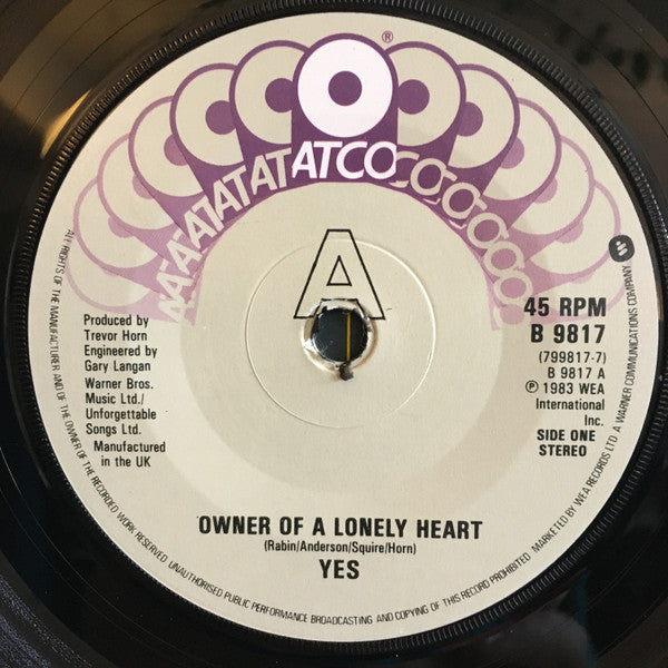 Yes : Owner Of A Lonely Heart (7", Single, Mas)