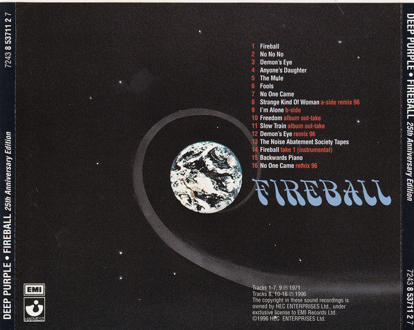 Deep Purple : Fireball (CD, Album, RE, RM, 25t)