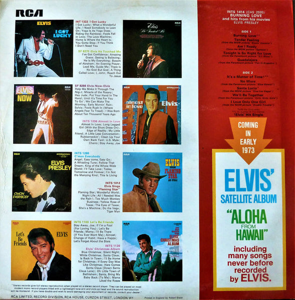 Elvis Presley : Burning Love And Hits From His Movies Vol. 2 (LP, Comp)