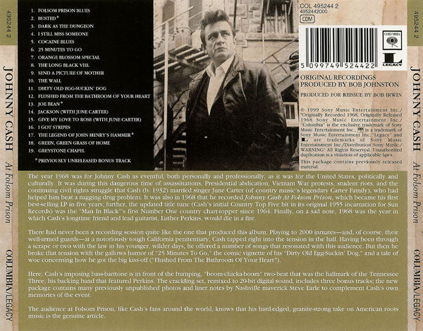 Johnny Cash : At Folsom Prison (CD, Album, RE, RM)