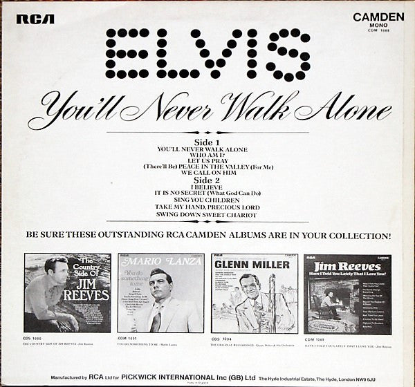 Elvis Presley : You'll Never Walk Alone (LP, Album, Comp, Mono, Tur)