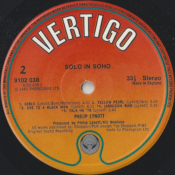 Philip Lynott* : Solo In Soho (LP, Album)