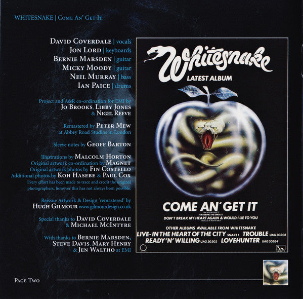 Whitesnake : Come An' Get It (CD, Album, RE, RM)