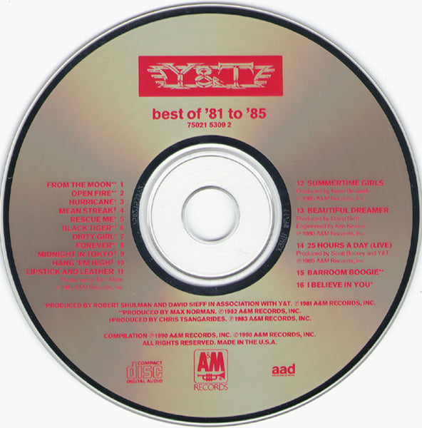 Y & T : Best Of '81 To '85 (CD, Comp)