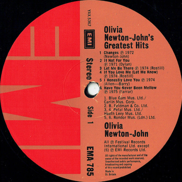 O N J* : Olivia Newton-John's Greatest Hits (LP, Comp, RP, Gat)