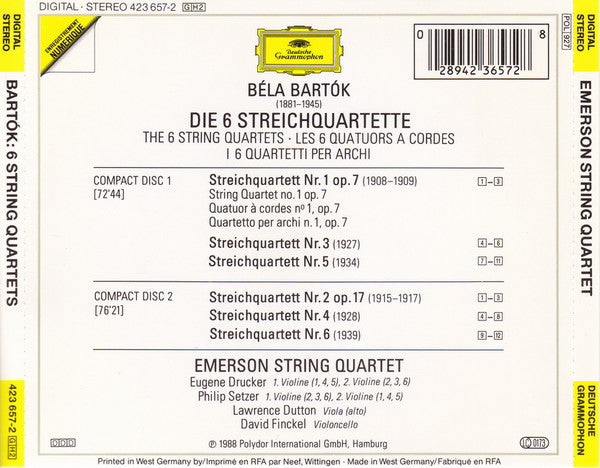 Bartók*, Emerson String Quartet : 6 String Quartets (2xCD)