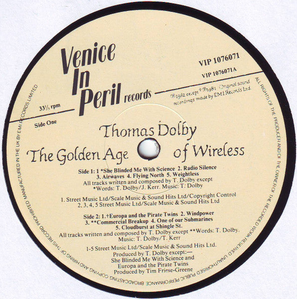 Thomas Dolby : The Golden Age Of Wireless (LP, Album, RE)