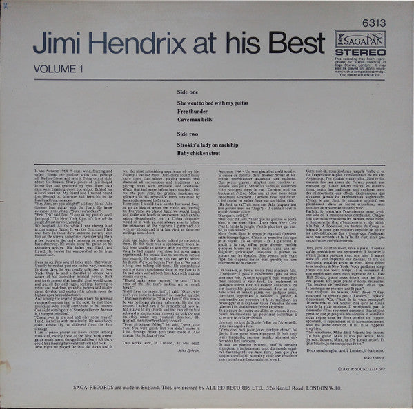 Jimi Hendrix : Jimi Hendrix At His Best Volume 1 (LP, Album)