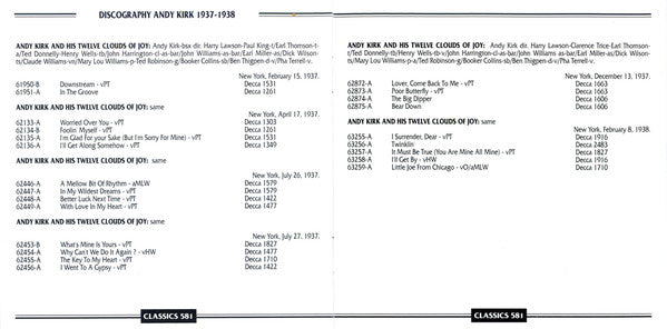 Andy Kirk And His Twelve Clouds Of Joy* : 1937-1938 (CD, Comp)