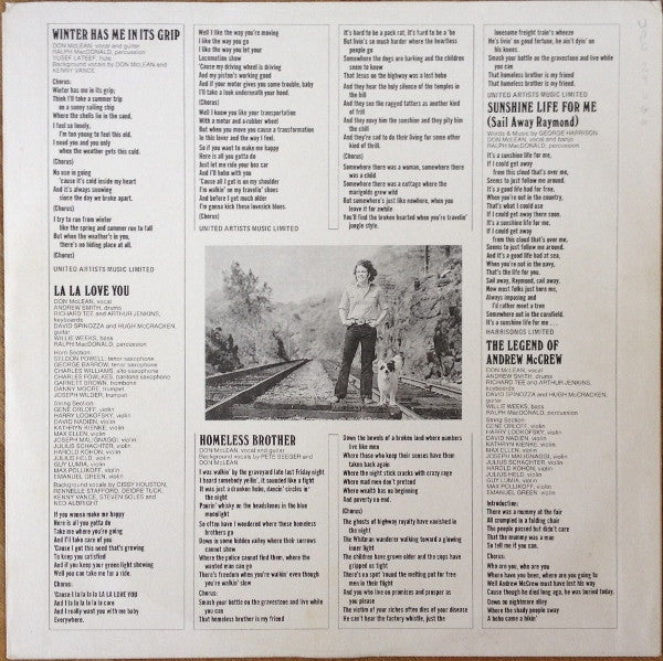 Don McLean : Homeless Brother (LP, Album, Gat)