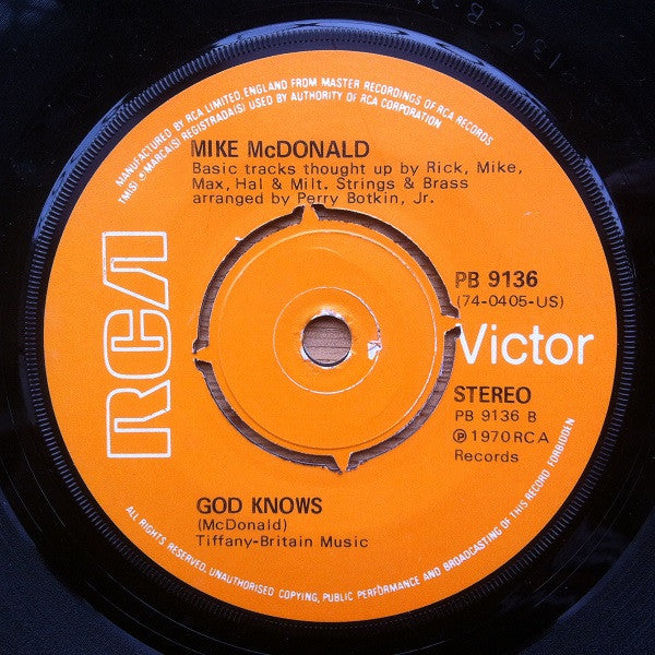 Derek And Ray / Mike McDonald* : Interplay / God Knows (7", Single, Ora)