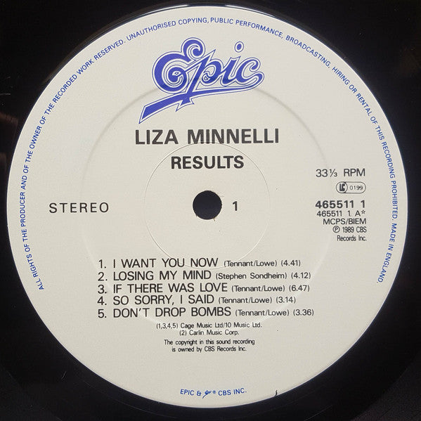 Liza Minnelli : Results (LP, Album)