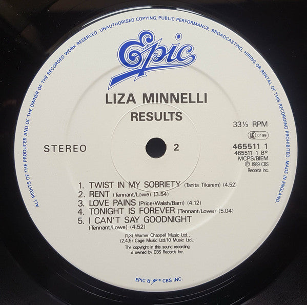 Liza Minnelli : Results (LP, Album)