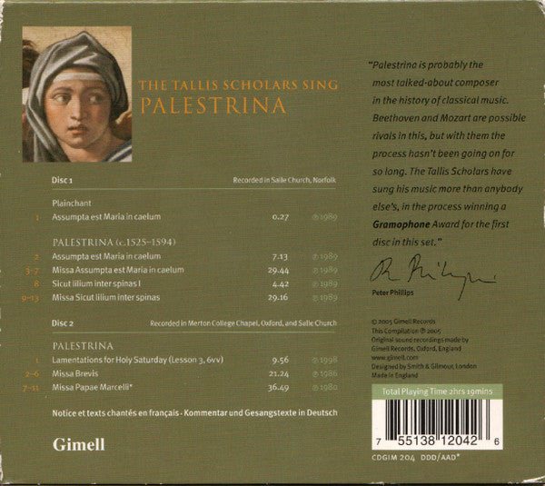 Giovanni Pierluigi da Palestrina, The Tallis Scholars : The Tallis Scholars Sing Palestrina (2xCD, Comp, Box)