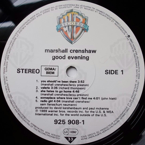 Marshall Crenshaw : Good Evening (LP, Album)