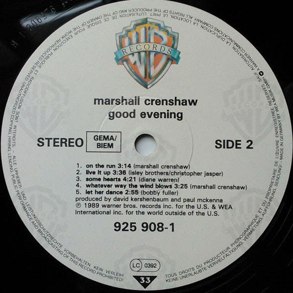 Marshall Crenshaw : Good Evening (LP, Album)