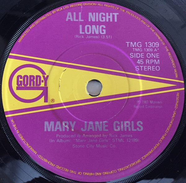 Mary Jane Girls : All Night Long (7", Single)