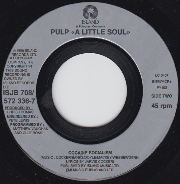 Pulp : A Little Soul (7", Jukebox)