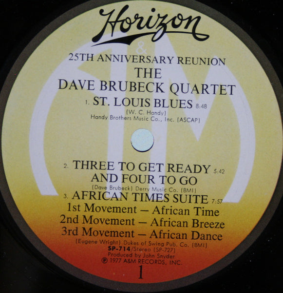 The Dave Brubeck Quartet : 25th Anniversary Reunion (LP, Album, Ter)