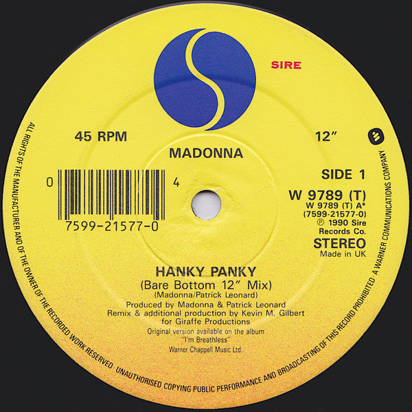 Madonna : Hanky Panky (12", Single)