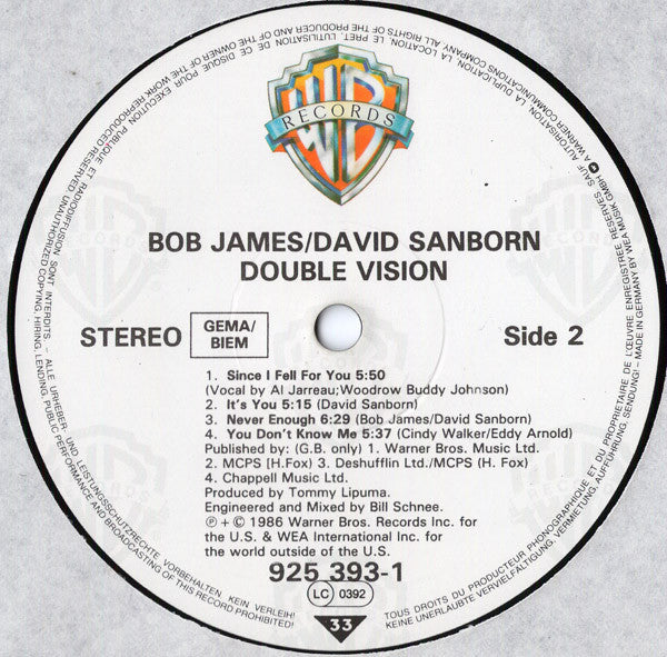 Bob James / David Sanborn : Double Vision (LP, Album)