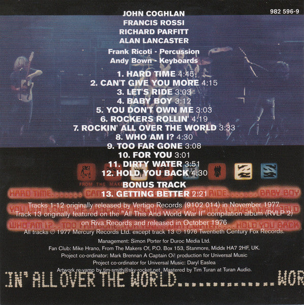 Status Quo : Rockin' All Over The World (CD, Album, RE, RM)