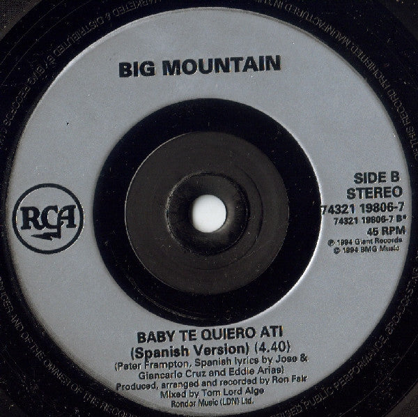 Big Mountain : Baby, I Love Your Way (7", Single)