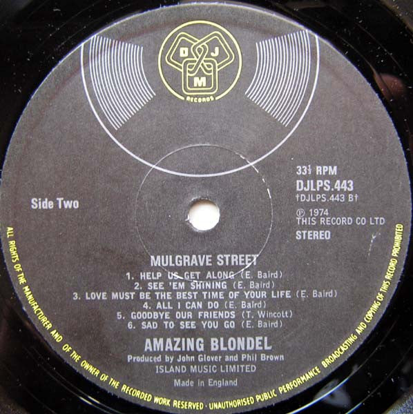 Amazing Blondel : Mulgrave Street (LP, Album)