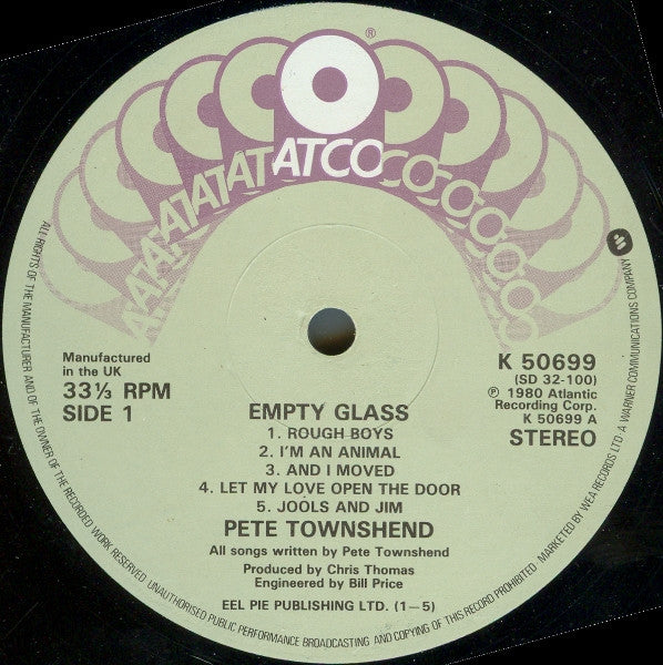 Pete Townshend : Empty Glass (LP, Album)