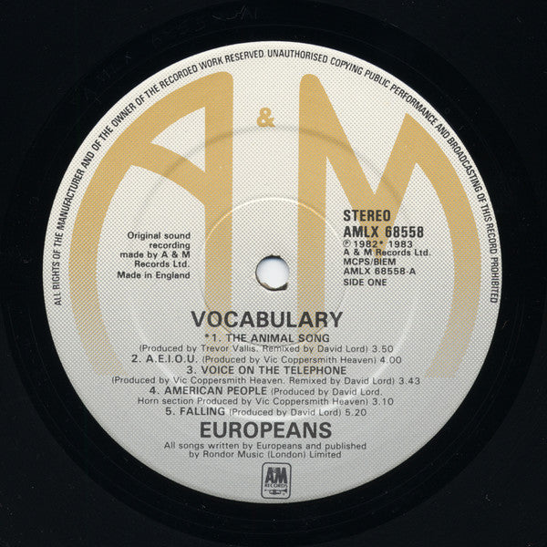 Europeans : Vocabulary (LP, Album)