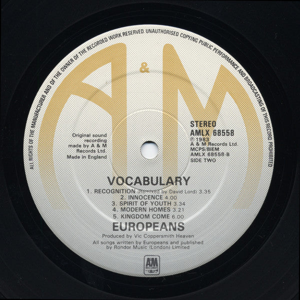 Europeans : Vocabulary (LP, Album)