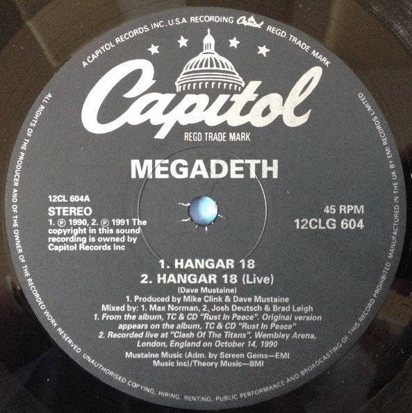 Megadeth : Hangar 18 (12", Single, Ltd, Gat)