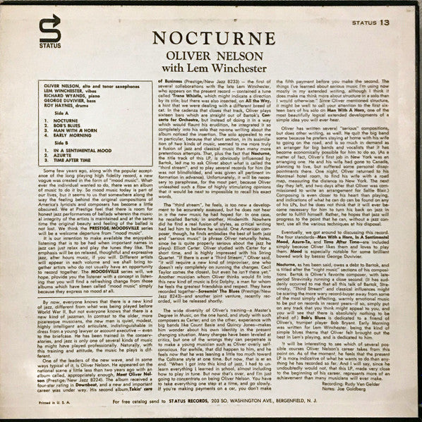 Oliver Nelson : Nocturne (LP, Mono)