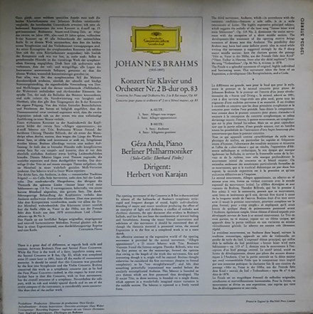 Brahms* - Géza Anda, Herbert Von Karajan, Berliner Philharmoniker : Klavierkonzert Nr. 2 B-Dur (LP)