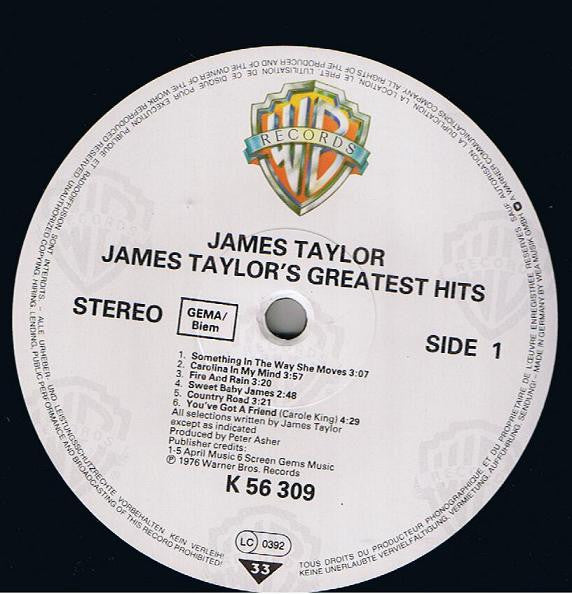 James Taylor (2) : James Taylor's Greatest Hits (LP, Comp, RE)