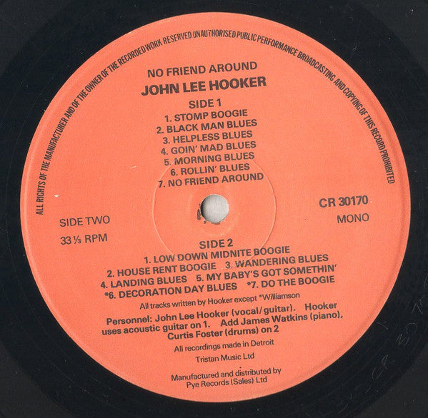 John Lee Hooker : No Friend Around (LP, Comp, Mono, RE)